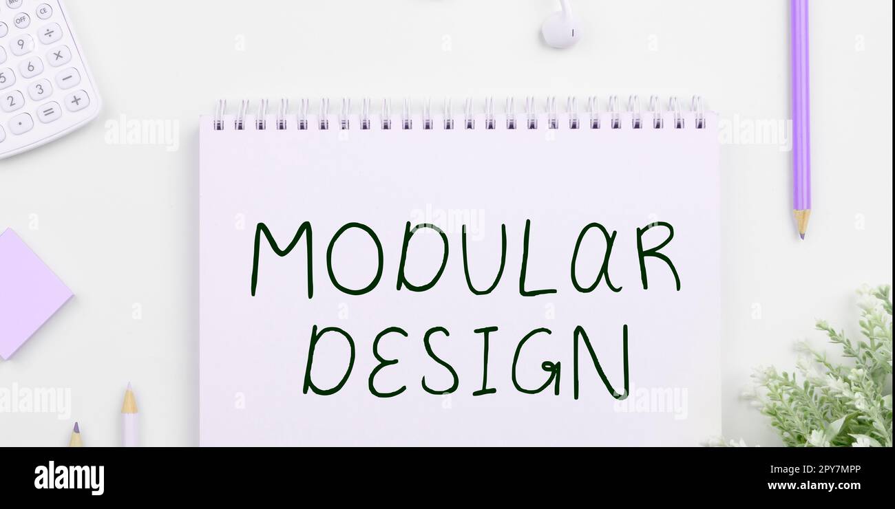 Conceptual display Modular Design. Business idea product designing to produce product by integrating or combining independent parts Stock Photo