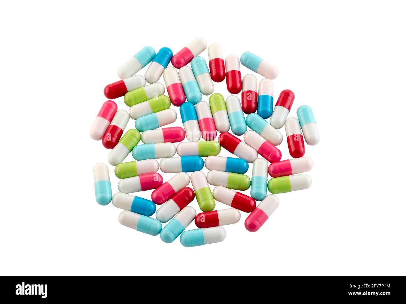 Colorful pills isolated on white background with clipping path Stock Photo