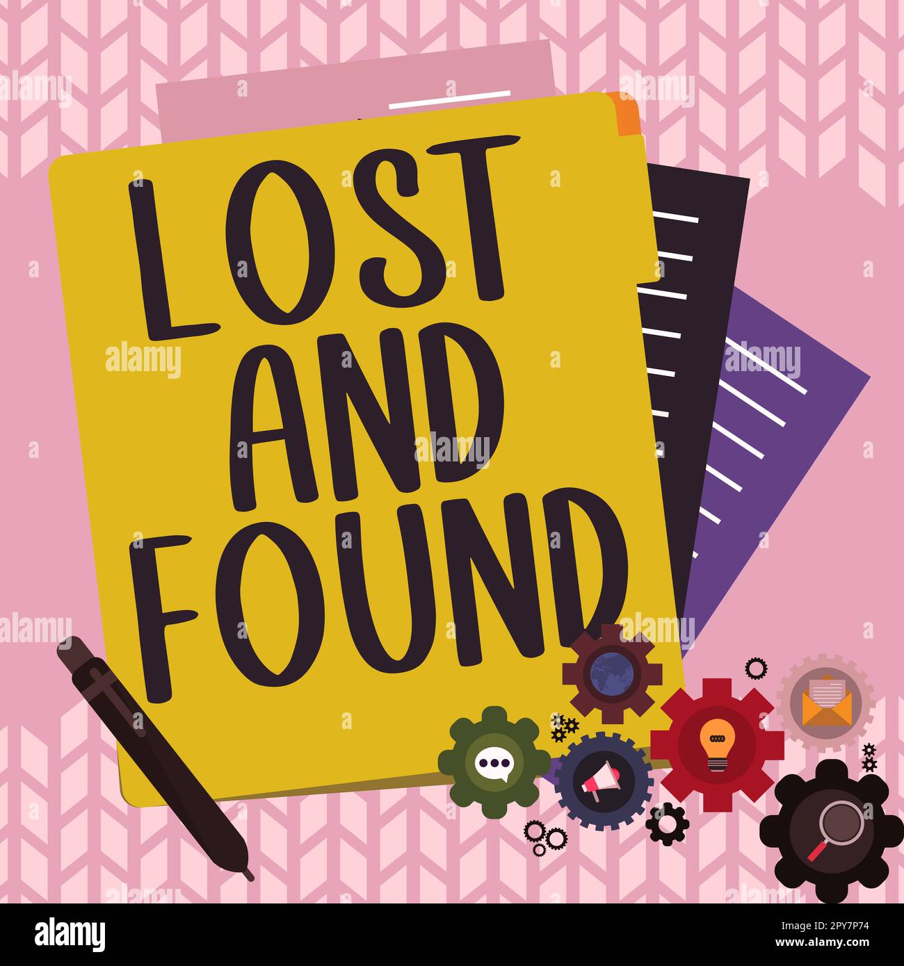 Conceptual caption Lost And Found. Business showcase Place where you can find things