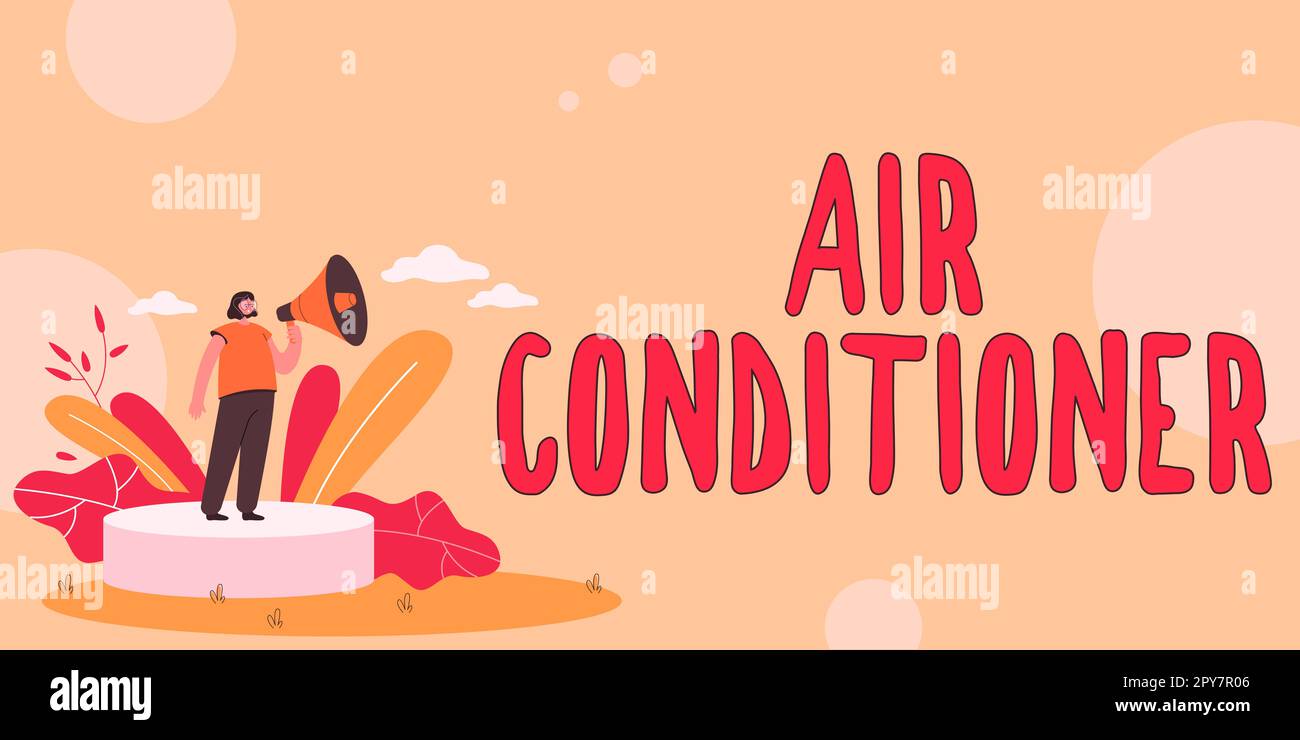 Hand writing sign Air Conditioner. Word Written on apparatus for