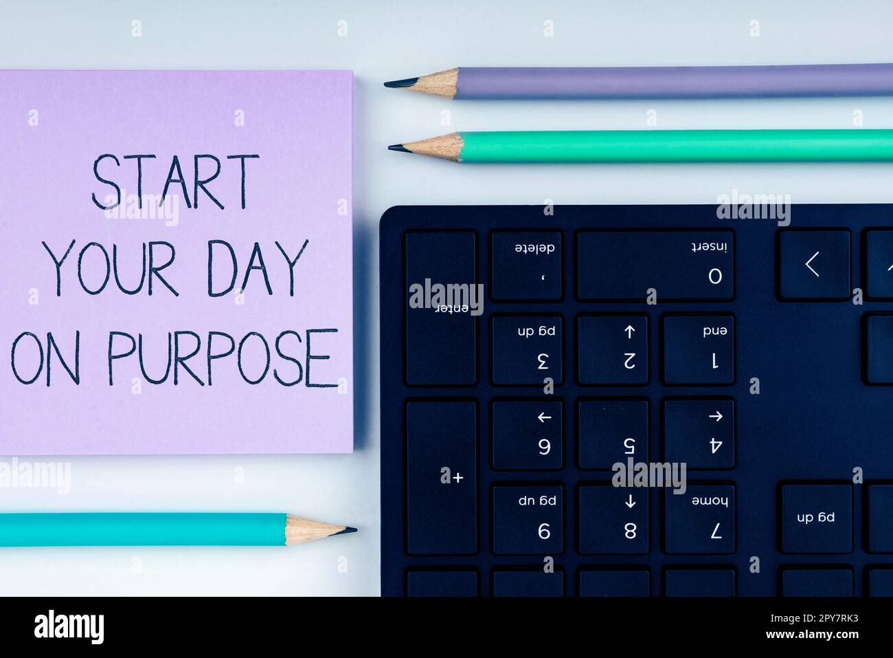 Writing displaying text Start Your Day On Purpose. Business concept Have clean ideas of what you are going to do Stock Photo