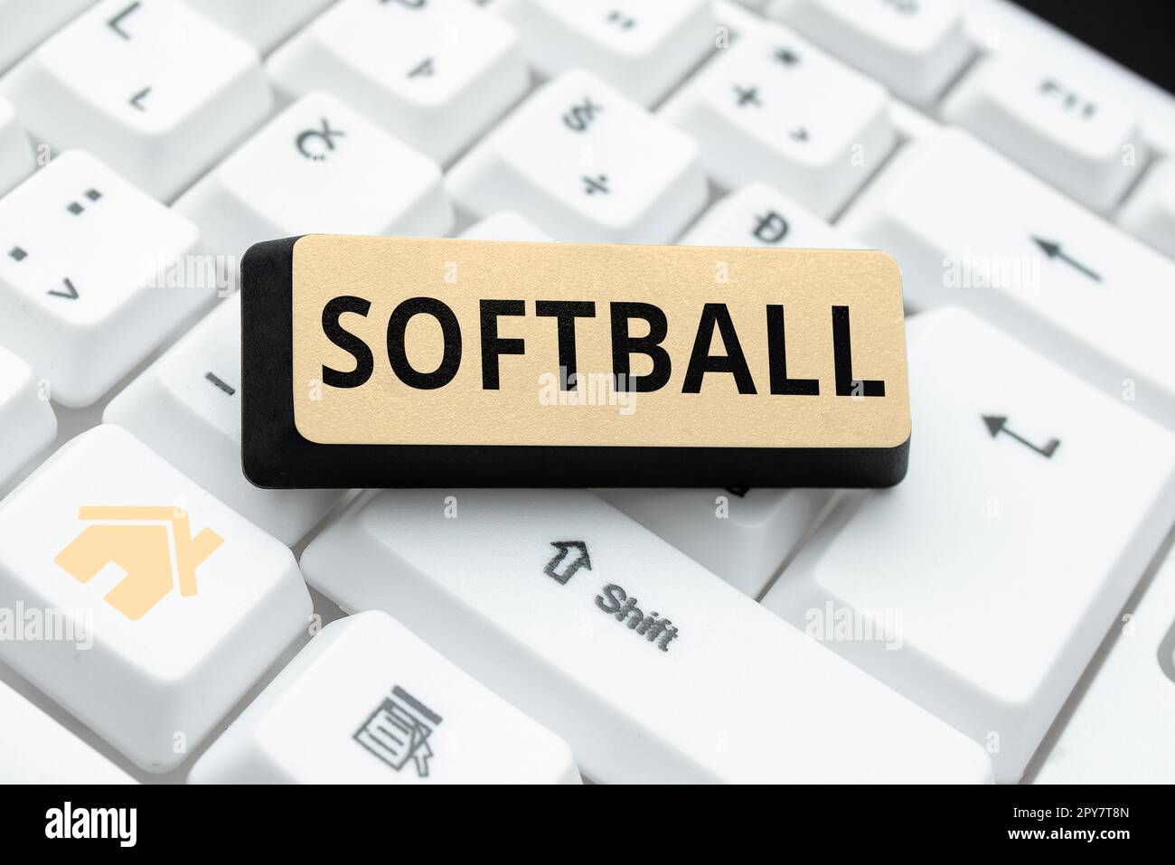 Conceptual caption Softball. Business idea a sport similar to baseball