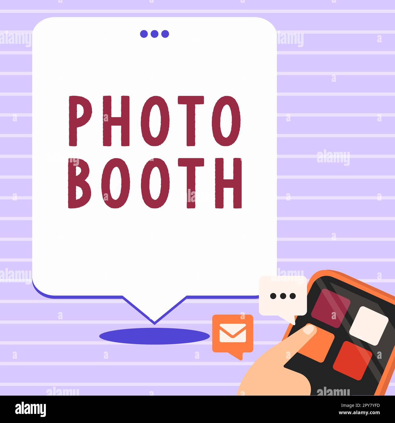 Conceptual caption Photo Booth. Business overview form of photo sharing