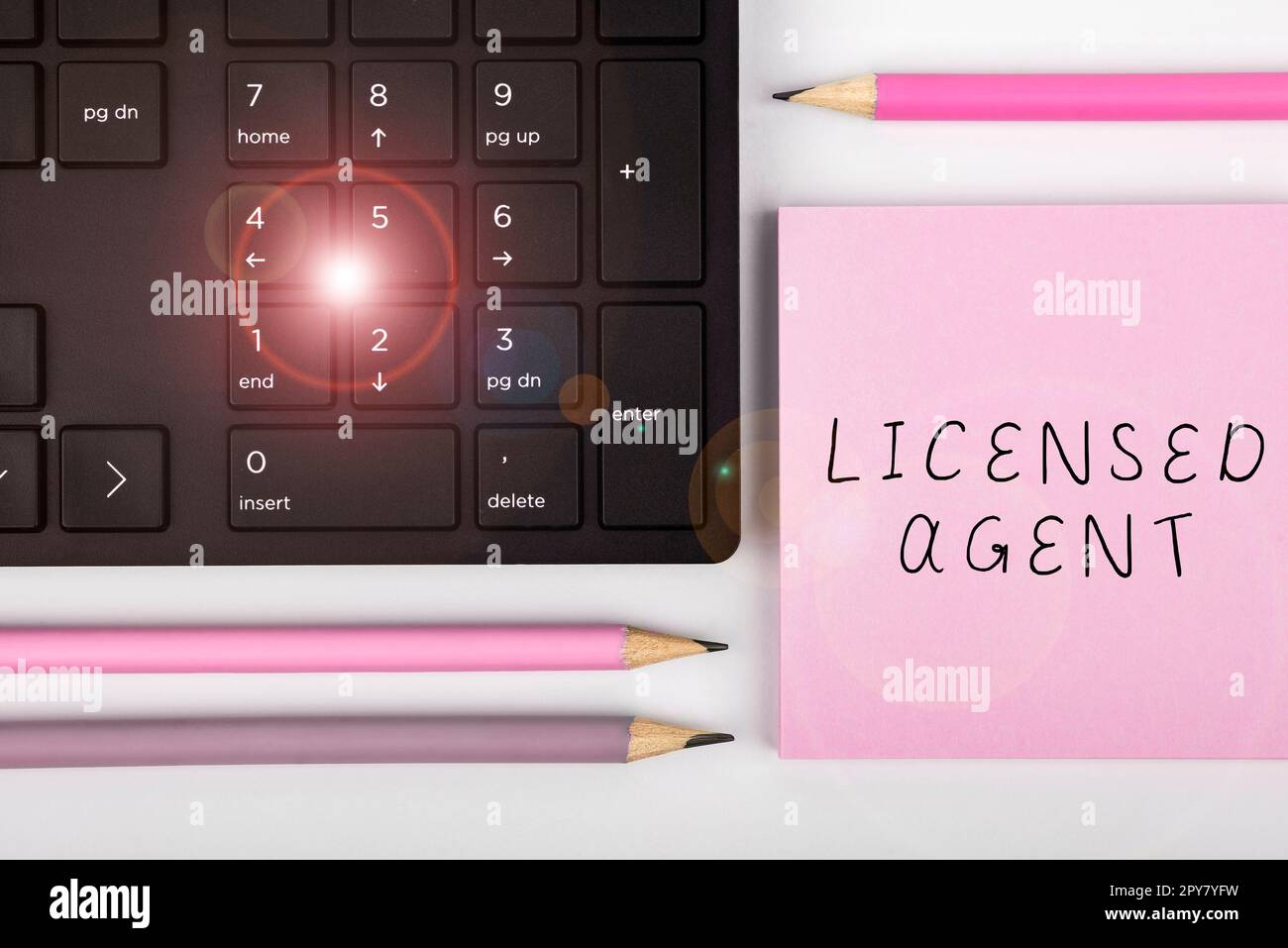 Conceptual display Licensed Agent. Internet Concept Authorized and Accredited seller of insurance policies Stock Photo