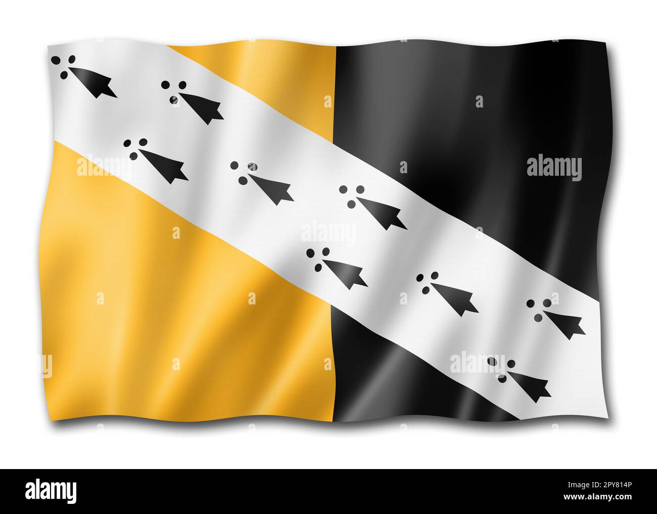 Norfolk County flag, United Kingdom waving banner collection. 3D