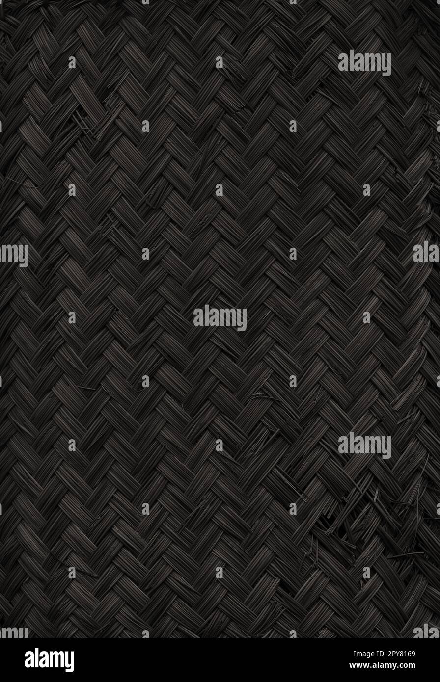 Black woven bamboo mat texture. Vertical background Stock Photo