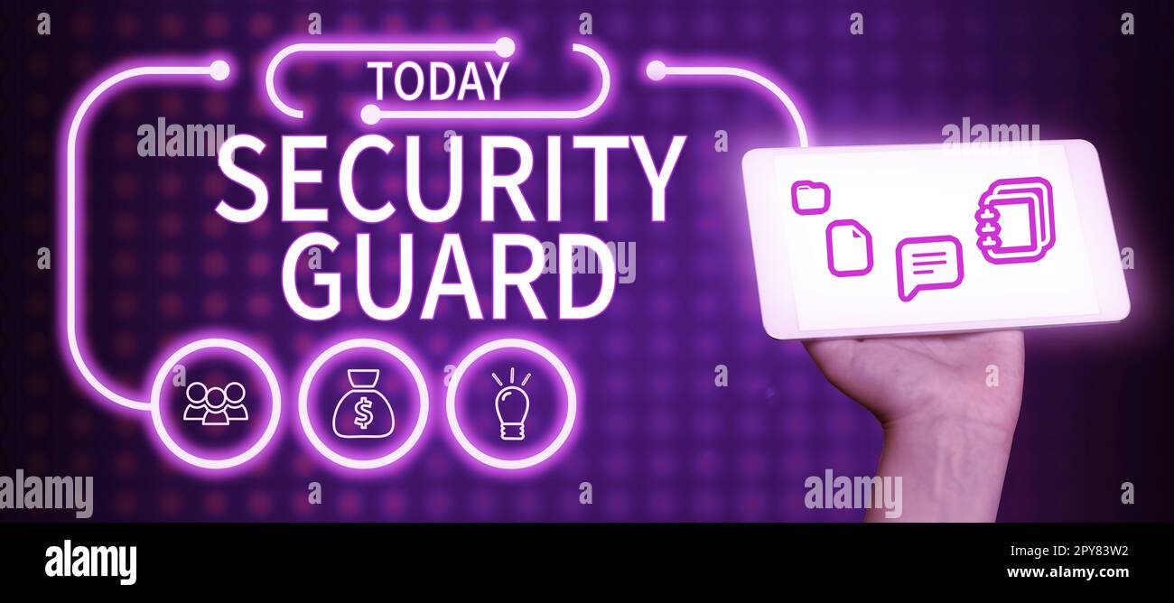 Security Guard Texting Handwriting text Security Guard. Word for tools used to manage multiple ...