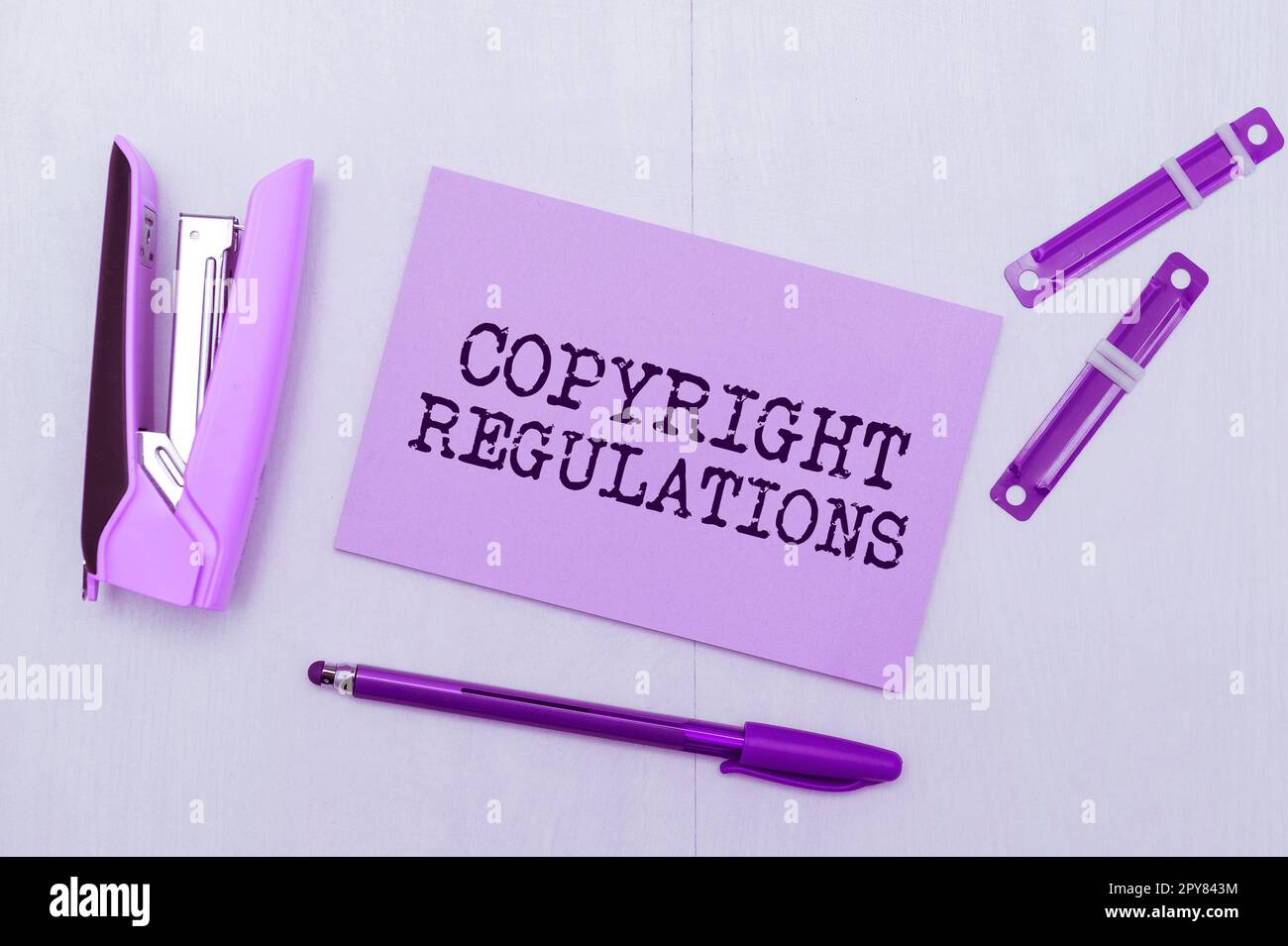 Sign displaying Copyright Regulations. Conceptual photo body of law that governs the original works of authorship Stock Photo