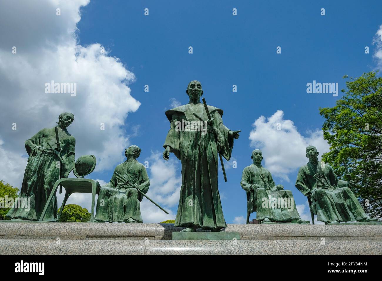 Kumamoto, Japan April 26, 2023 Statues of Shonan Yokoi and Meiji