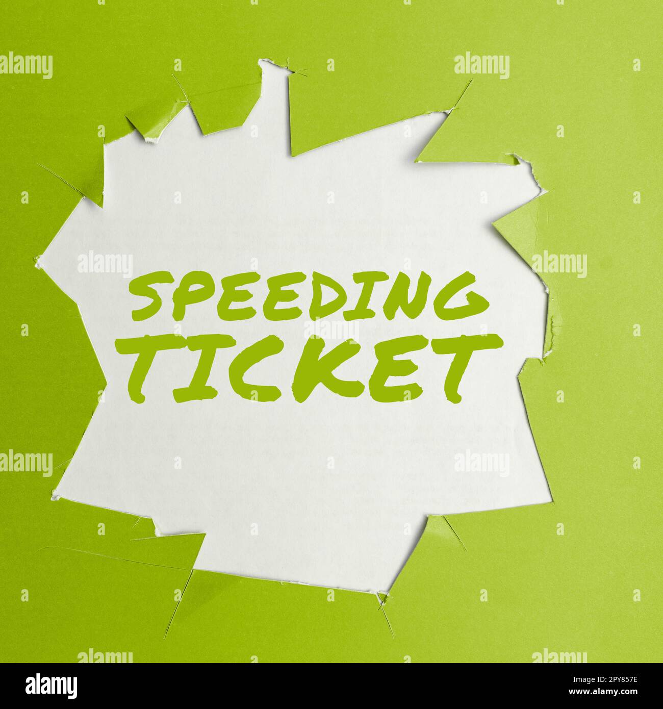 Sign displaying Speeding Ticket. Business overview psychological test for the maximum speed of performing a task Stock Photo