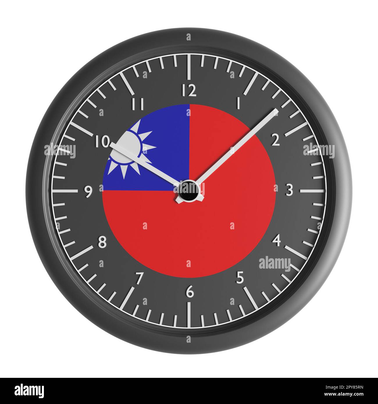 Signs and symbols. Design element. 3D illustration. Wall clock with the flag of Taiwan Republic of China Stock Photo