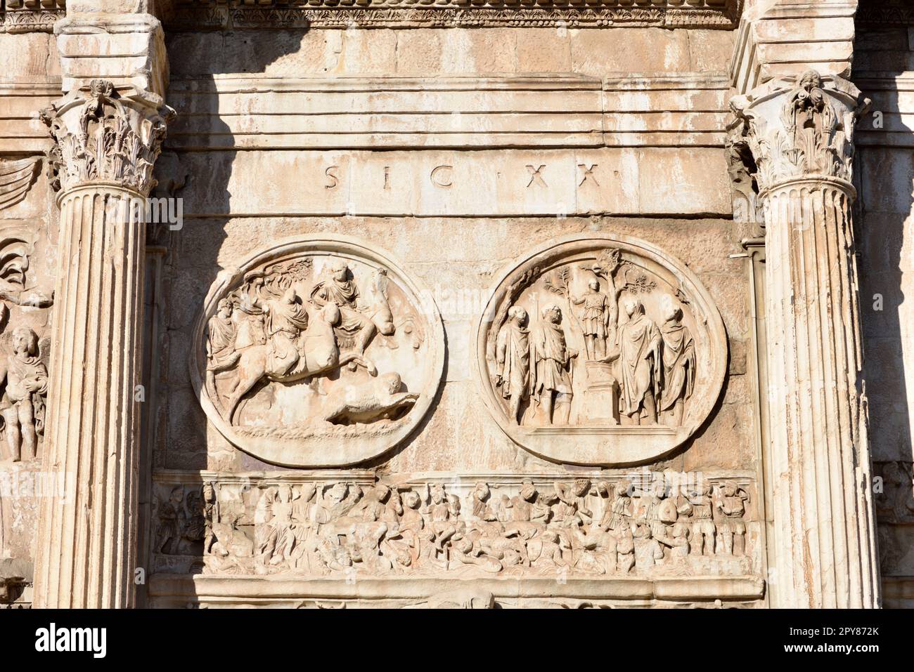 italy, rome, arch of constantine, bas relief Stock Photo
