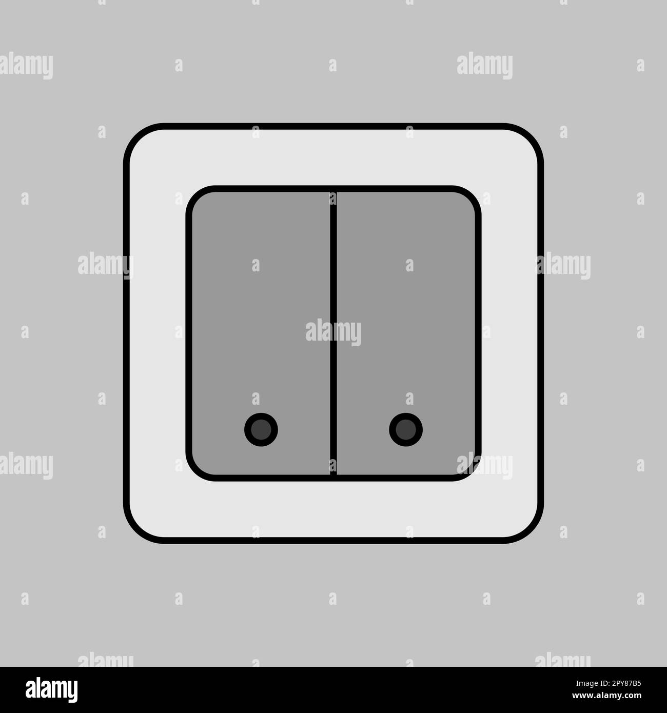 Electrical Switch two buttons grayscale icon. Construction, repair and