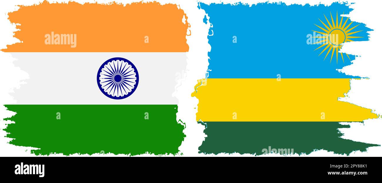 Rwandan and India grunge flags connection, vector Stock Vector Image ...