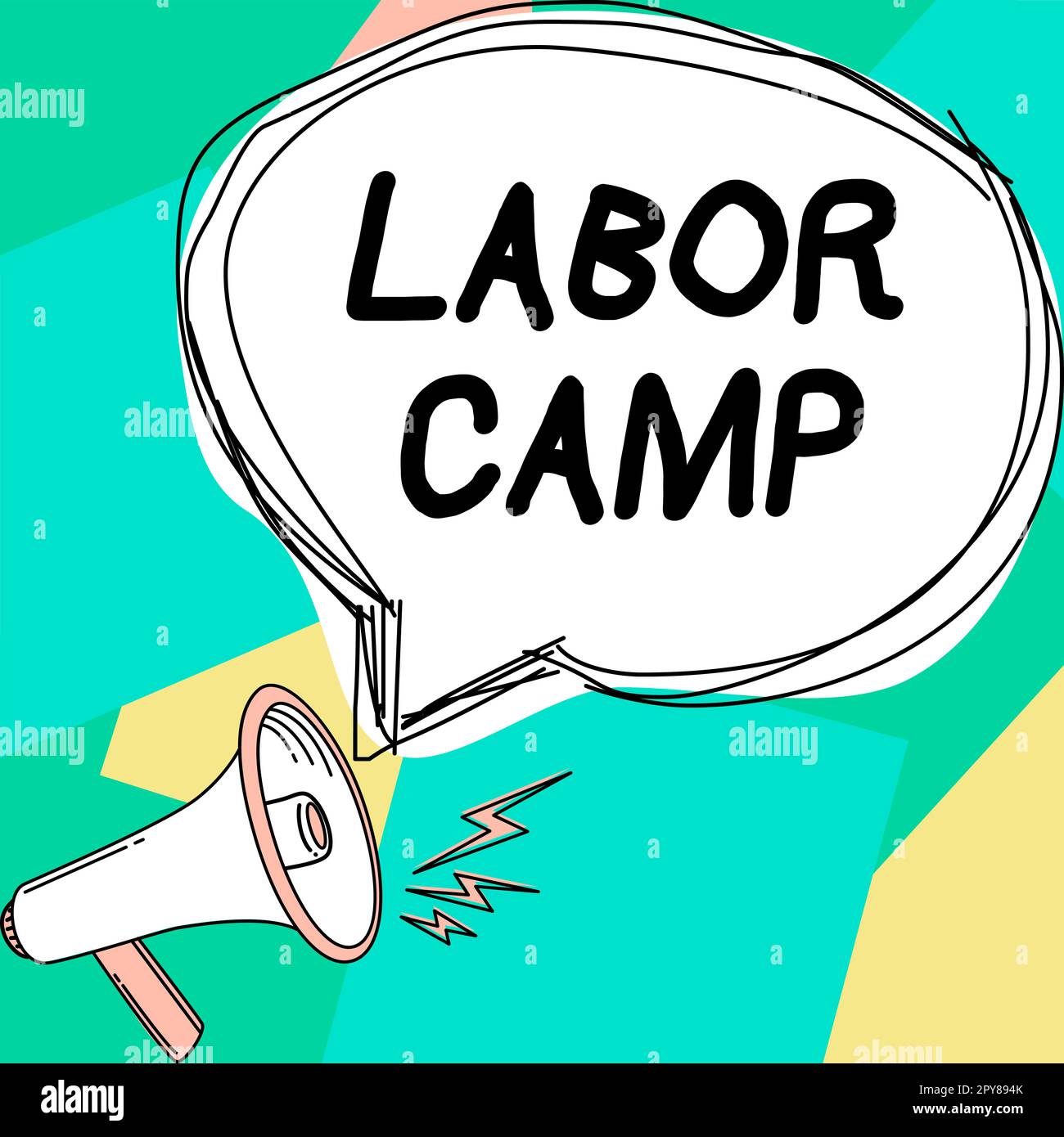 Conceptual display Labor Camp. Internet Concept a penal colony where forced labor is performed Stock Photo