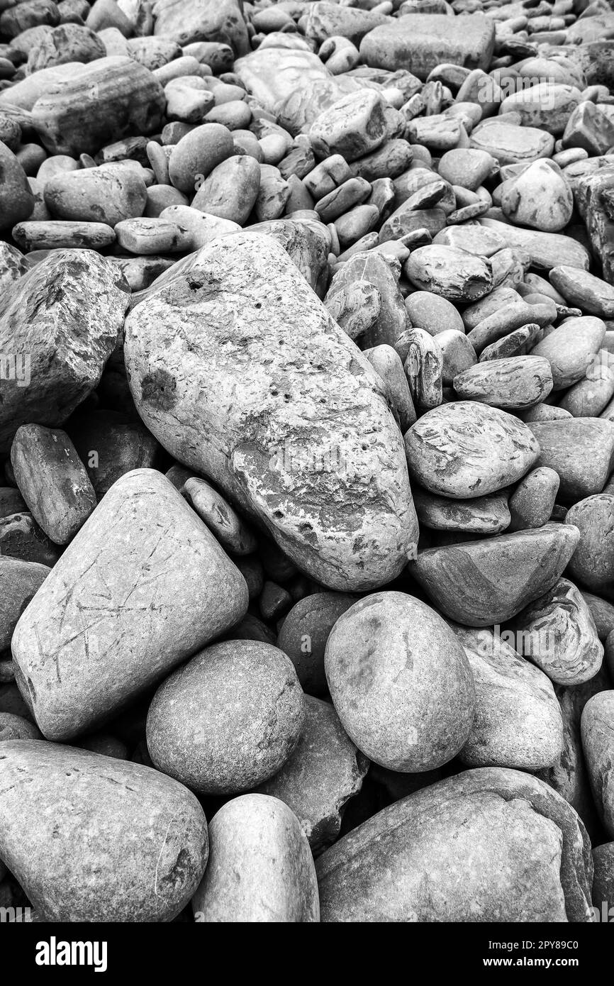 Beach white round stones Black and White Stock Photos & Images - Alamy