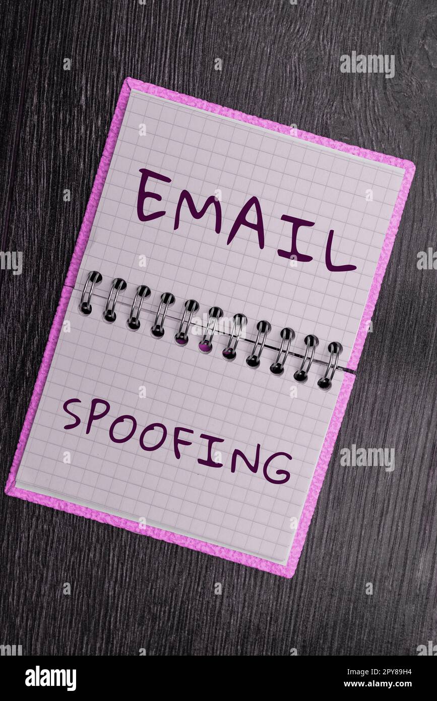 Text caption presenting Email Spoofing. Business concept secure the access and content of an email account or service Stock Photo