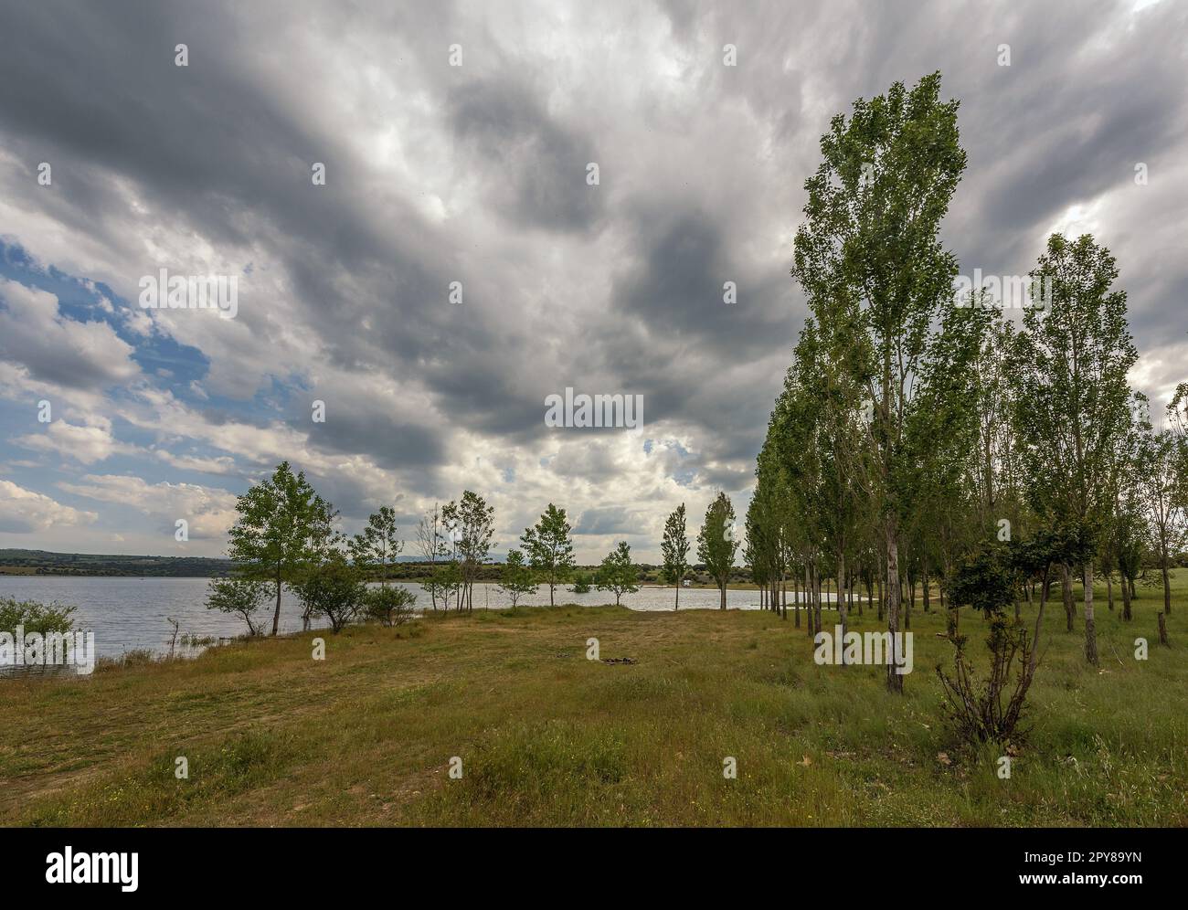 view of the alange reservoir, Badajoz, Extremadura, Spain Stock Photo