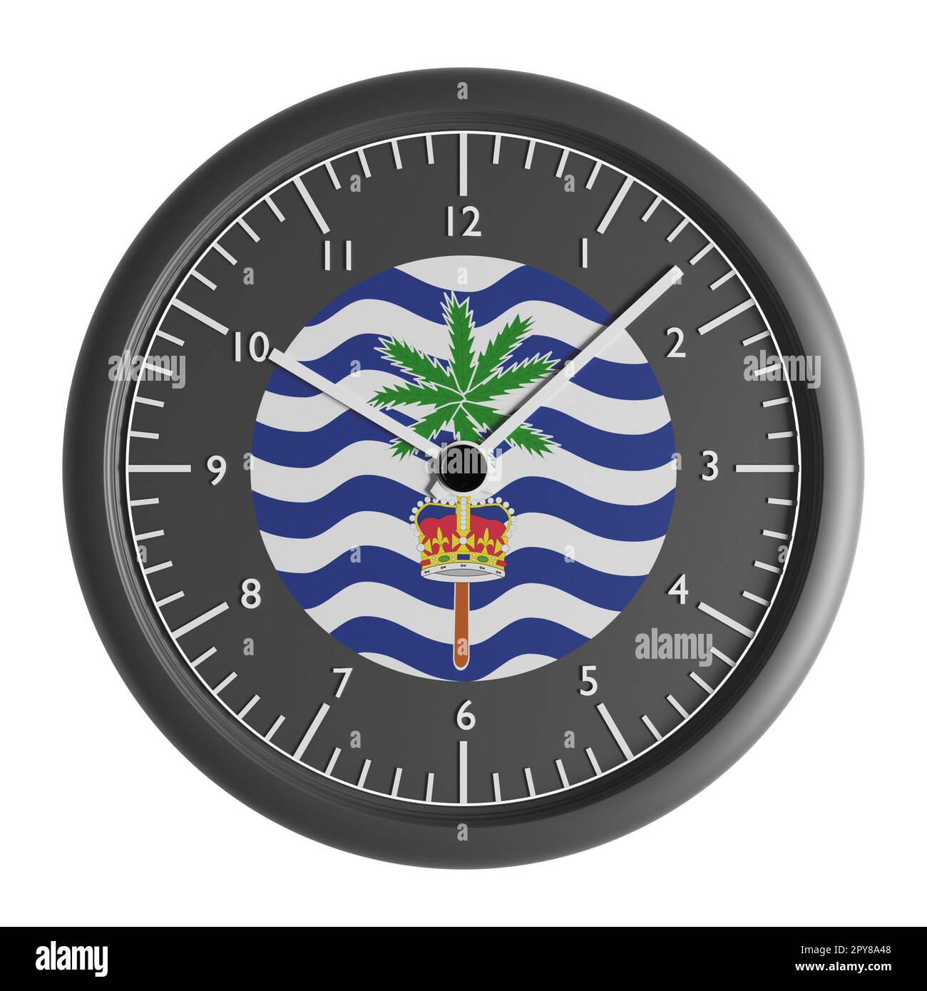Signs and symbols. Design element. 3D illustration. Wall clock with the flag of Commissioner of British Indian Ocean Territory Stock Photo