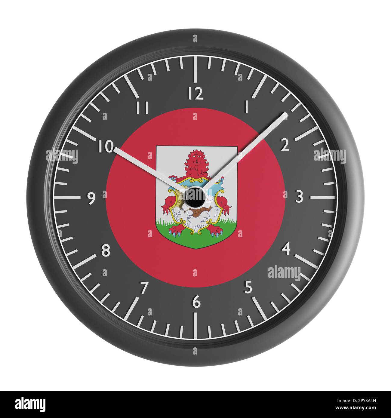 Signs and symbols. Design element. 3D illustration. Wall clock with the flag of Bermuda Stock
