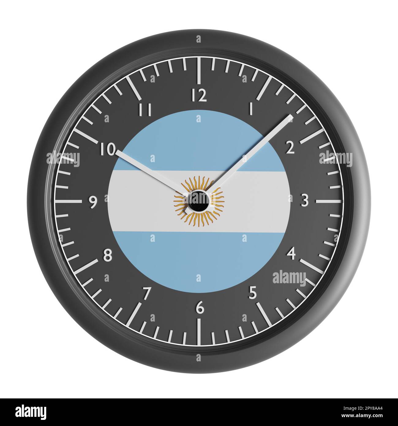 Signs and symbols. Design element. 3D illustration. Wall clock with the flag of Argentina Stock Photo