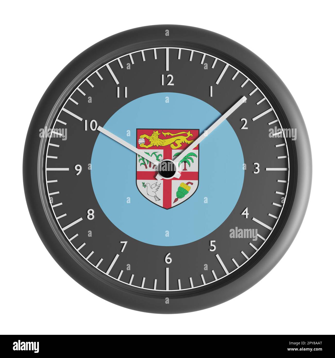 Signs and symbols. Design element. 3D illustration. Wall clock with the flag of Fiji Stock Photo