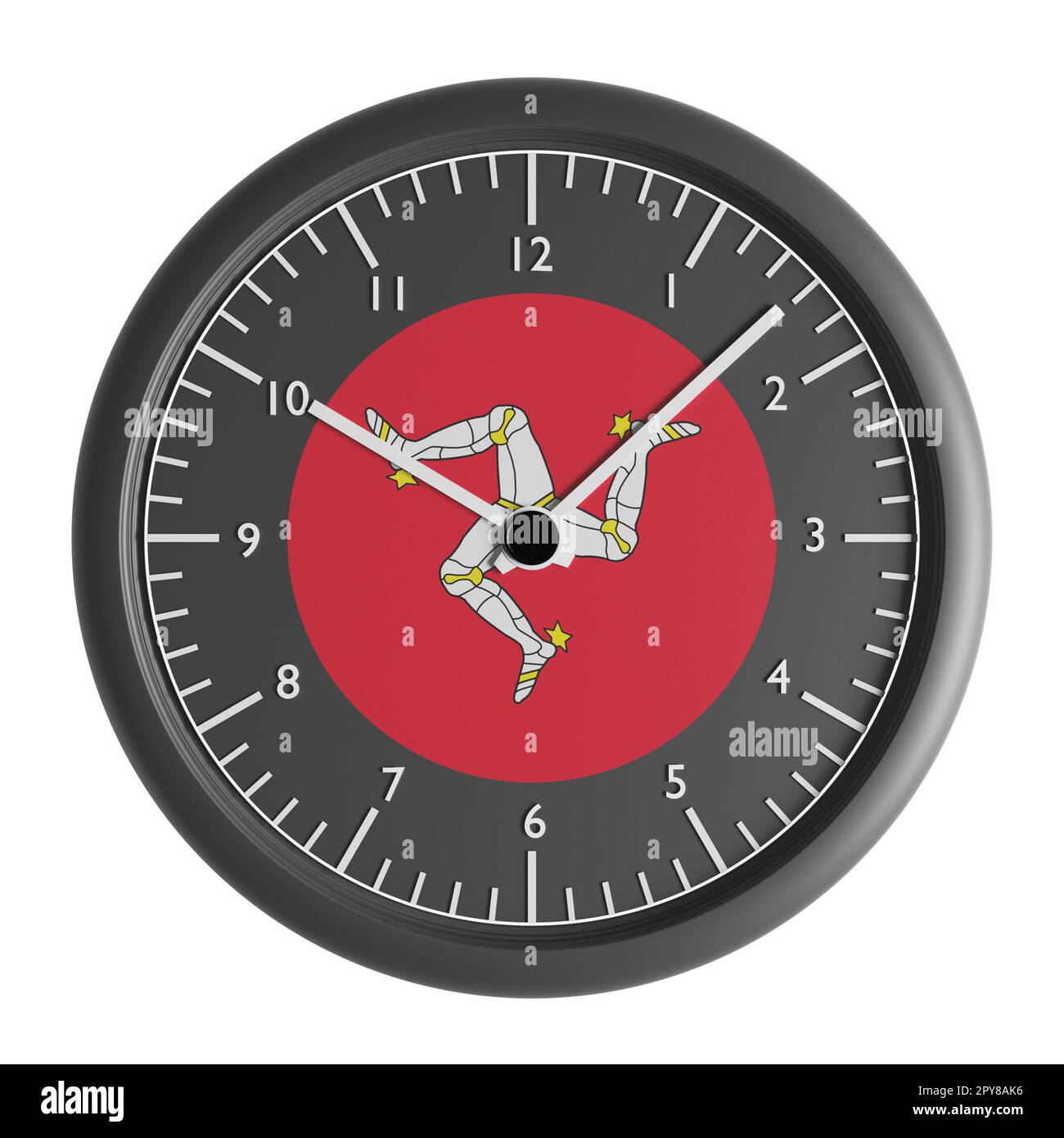Signs and symbols. Design element. 3D illustration. Wall clock with the flag of Isle of Mann Stock Photo