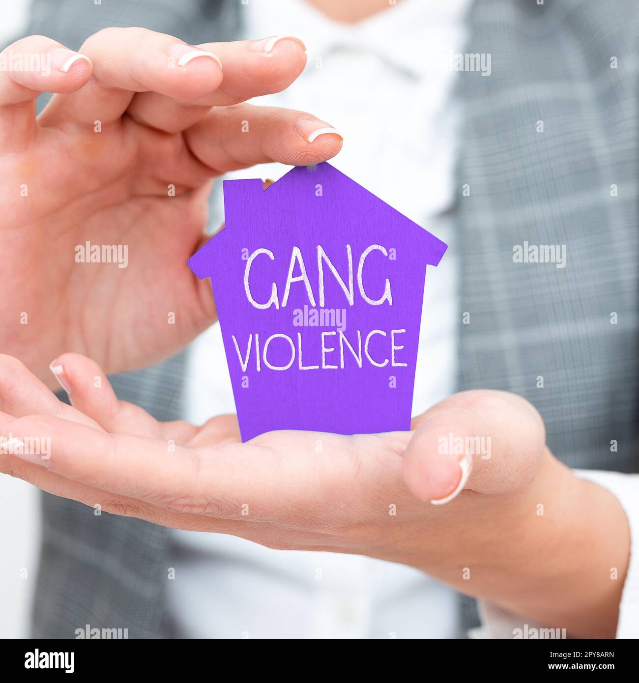 Handwriting text Gang Violence. Word for infringement of the laws caused by group of criminals and gangsters Stock Photo