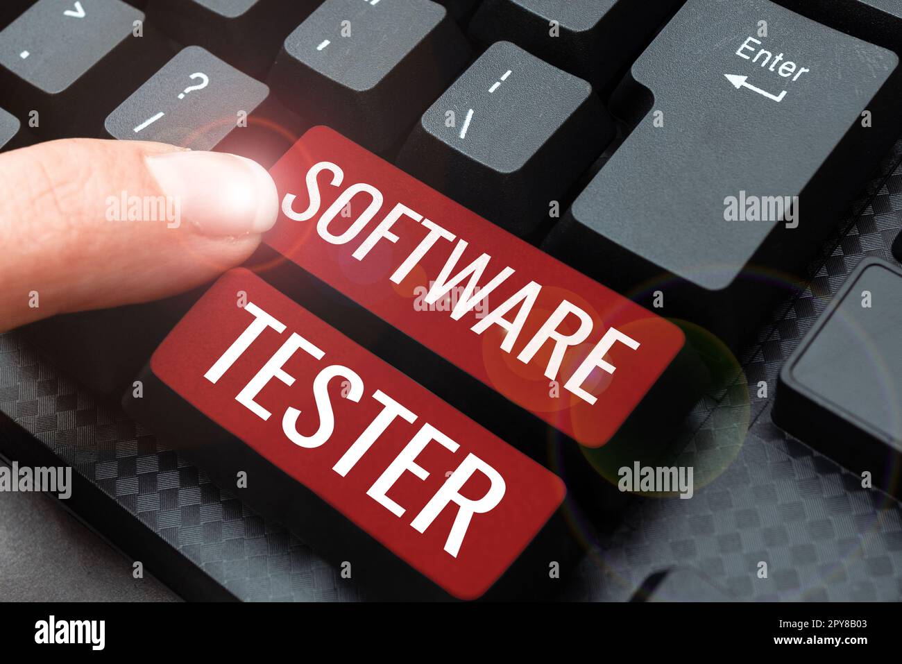Conceptual caption Software Tester. Concept meaning implemented to protect software against malicious attack Stock Photo
