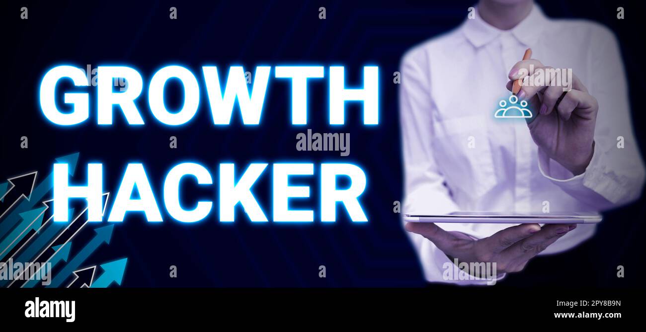 Conceptual caption Growth Hacker. Word for generally to acquire as many users or customers as possible Stock Photo
