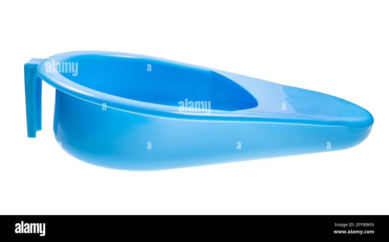 side view of open blue fracture bedpan isolated Stock Photo Alamy