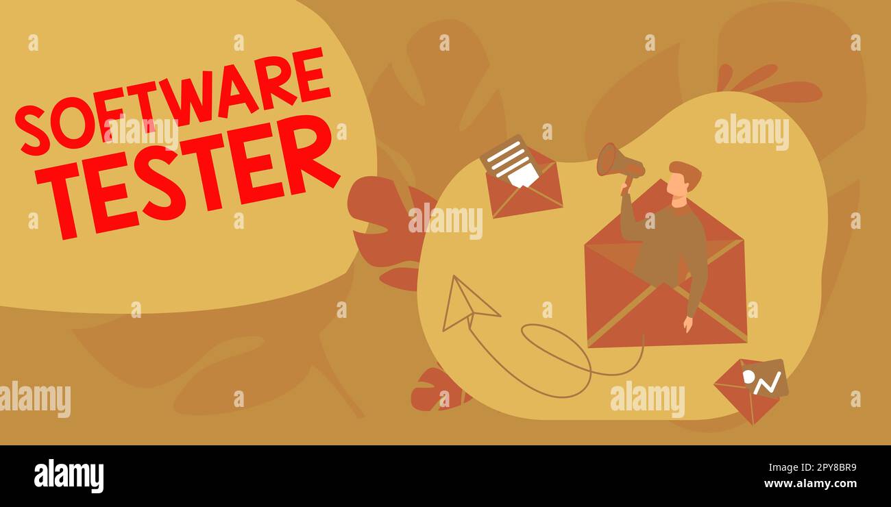 Conceptual display Software Tester. Concept meaning implemented to protect software against malicious attack Stock Photo