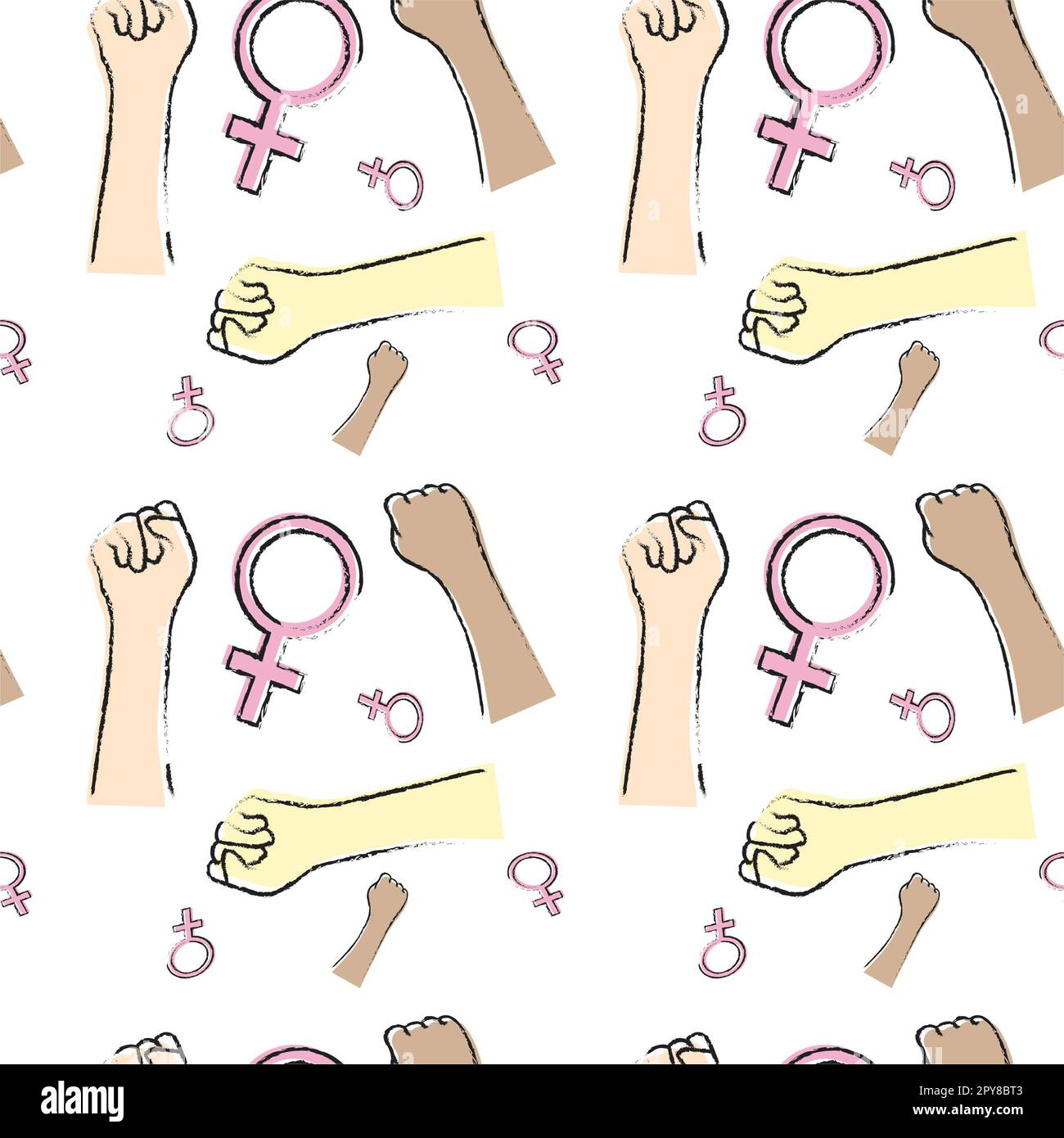 Symbols For Different Races Seamless pattern with hands clenched into a fist, women of different ...