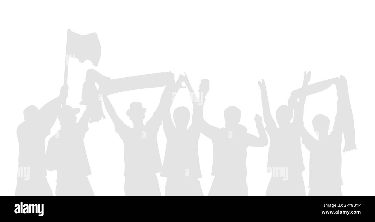 Silhouette of cheering football, baseball or sport fans with light grey  color Stock Photo - Alamy, image size:1300x769