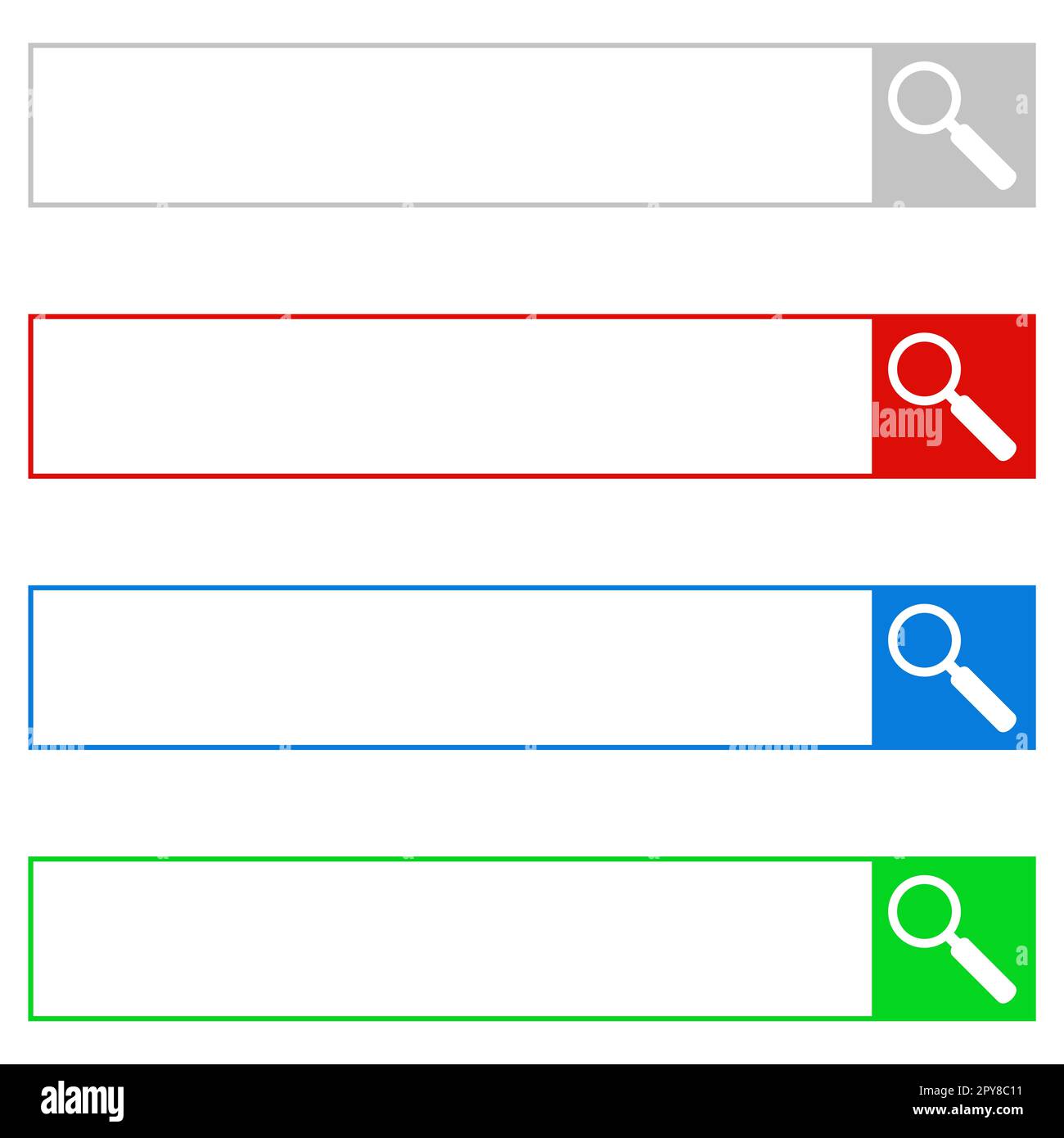 Collection of 4 searchbar banner: Grey, red, blue and green Stock Photo ...