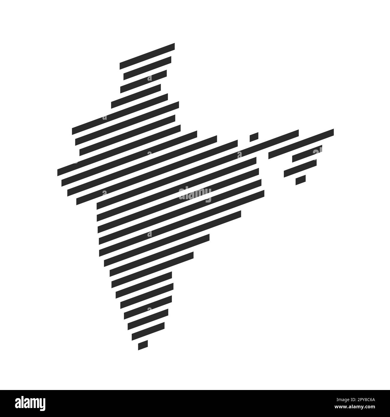 Diagonal black stripe map of India Stock Photo
