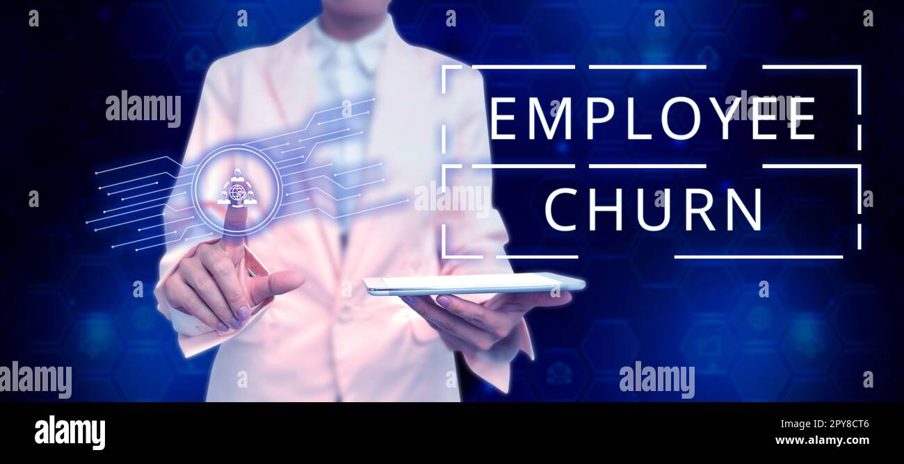 Text caption presenting Employee Churn. Business showcase rate of ...
