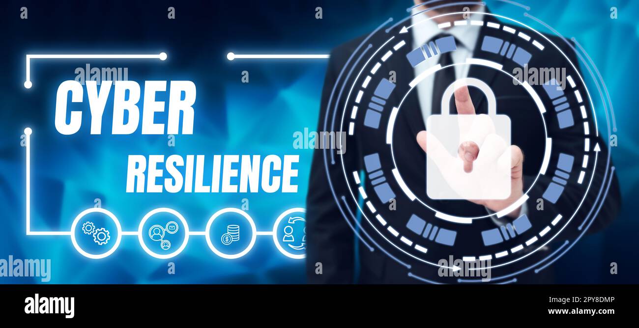 Conceptual caption Cyber Resilience. Word for measure of how well an enterprise can manage a cyberattack Stock Photo