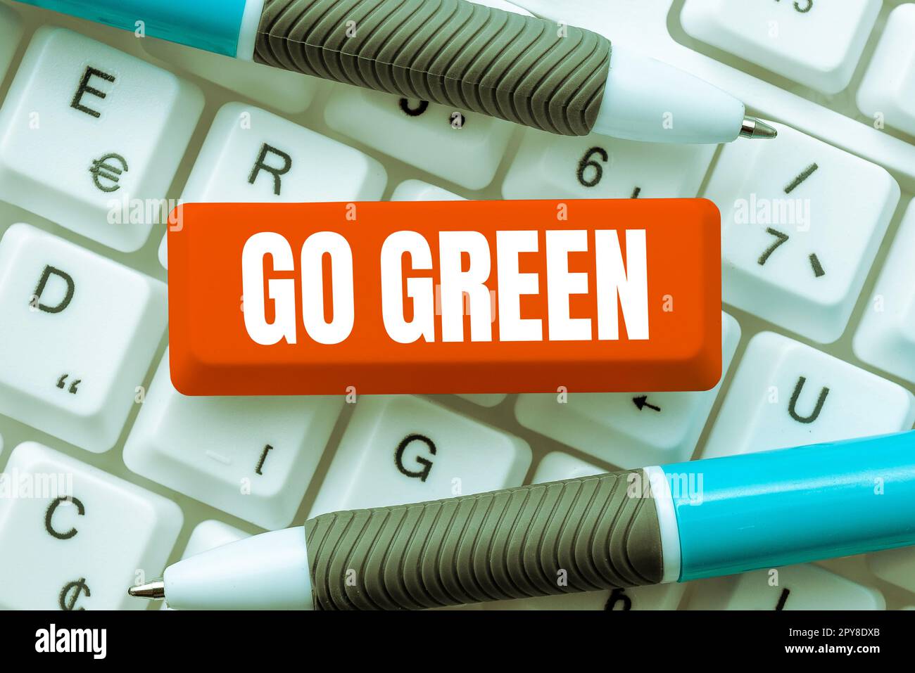 Sign displaying Go Green. Business showcase making more environmentally friendly decisions as reduce recycle Stock Photo