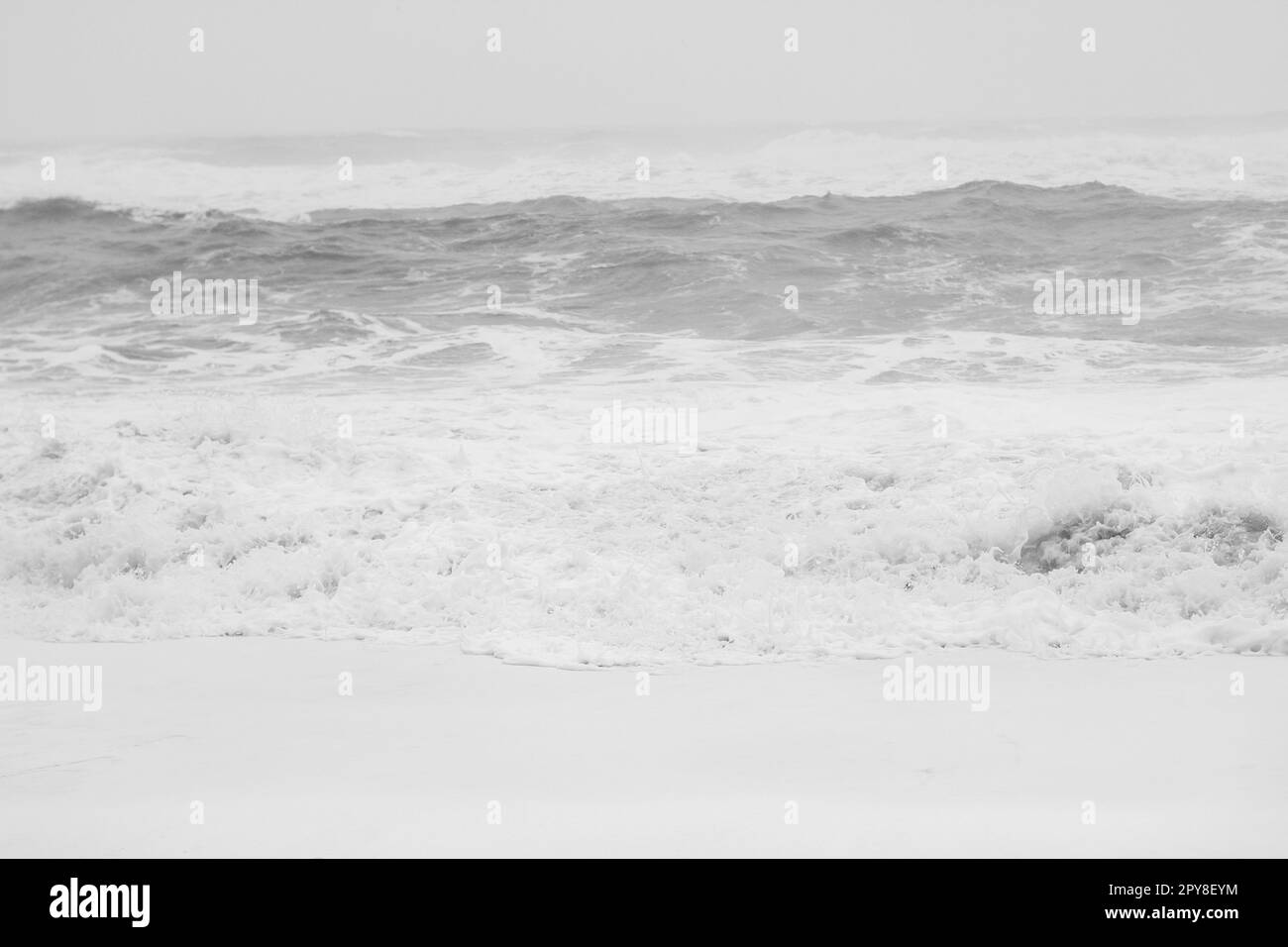 Water wave at storm disaster monochrome landscape photo Stock Photo