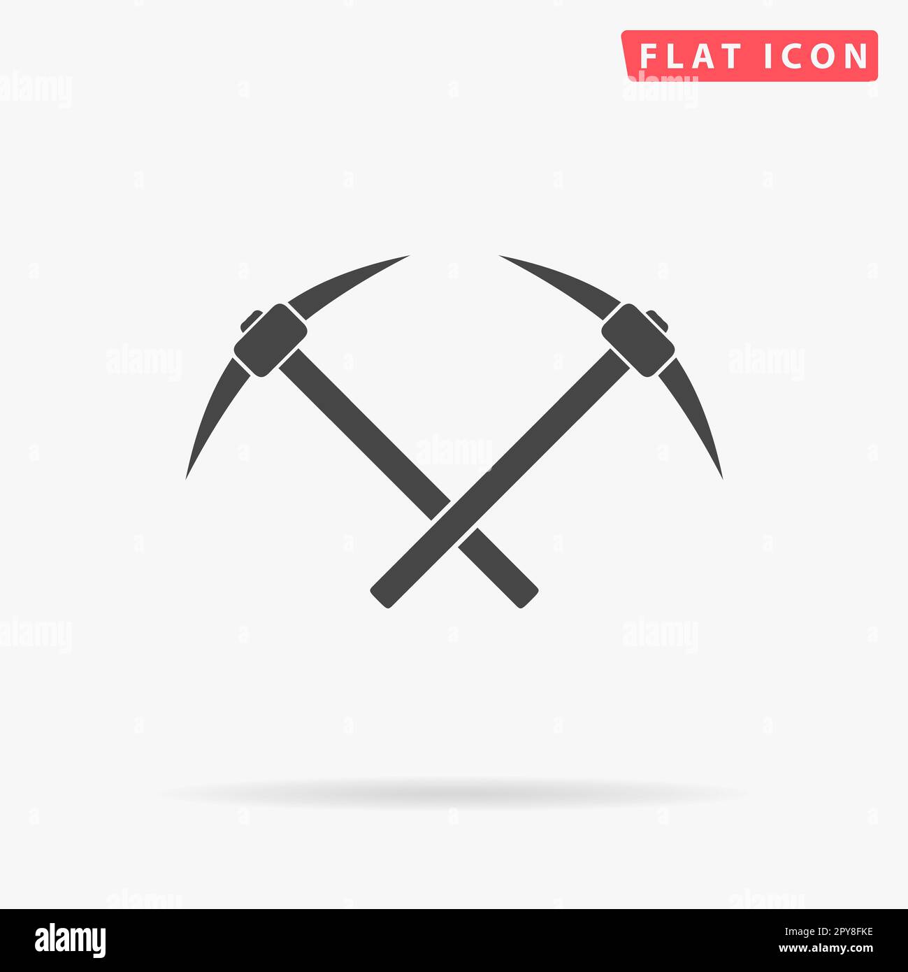 Crossed powered icebreaker. Simple flat black symbol with shadow on white background. Vector illustration pictogram Stock Photo