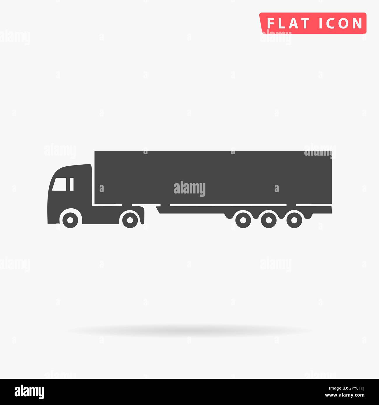 Detailed trucks silhouettes. Simple flat black symbol with shadow on