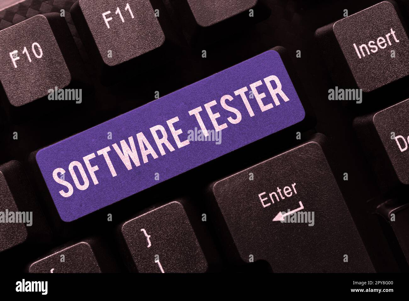 Conceptual display Software Tester. Conceptual photo implemented to protect software against malicious attack Stock Photo