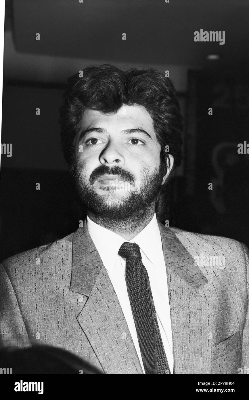 Indian old vintage 1980s black and white bollywood cinema hindi movie film actor, India, Anil Kapoor, Indian actor, India Stock Photo