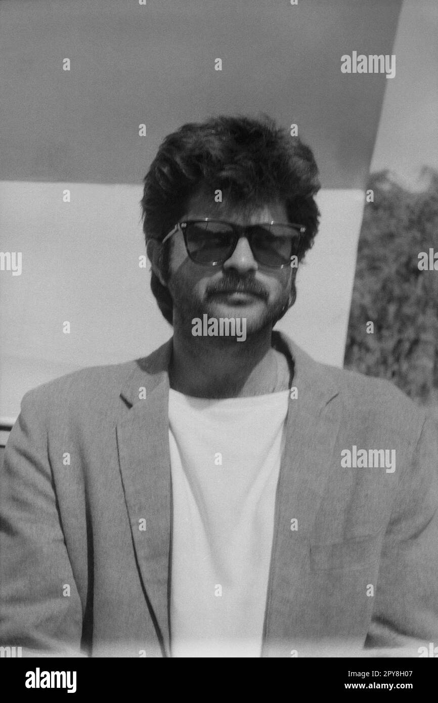 Indian old vintage 1980s black and white bollywood cinema hindi movie film actor, India, Anil Kapoor, Indian actor, India Stock Photo