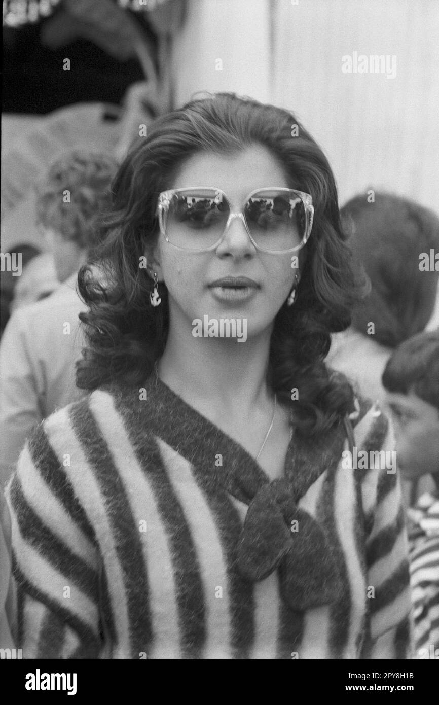 Indian old vintage 1980s black and white bollywood cinema hindi movie film actress, India, Anita Raj, Indian actress, India Stock Photo