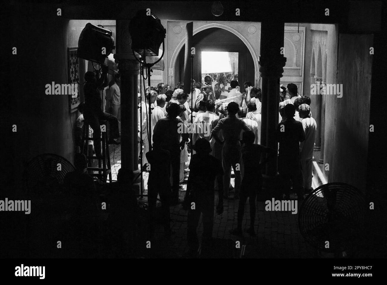 Indian old vintage 1980s black and white bollywood cinema hindi movie film actors, India, film shooting, India Stock Photo