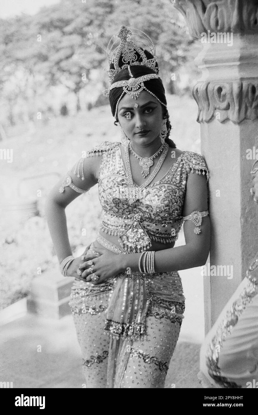 Indian old vintage 1980s black and white bollywood cinema hindi movie film actress, India, Jaya Prada, Indian actress, India Stock Photo