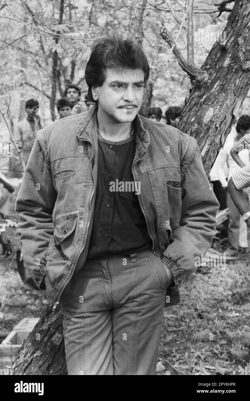 Indian old vintage 1980s black and white bollywood cinema hindi movie film actor, India, Jeetendra, Jitendra, Indian actor, India Stock Photo