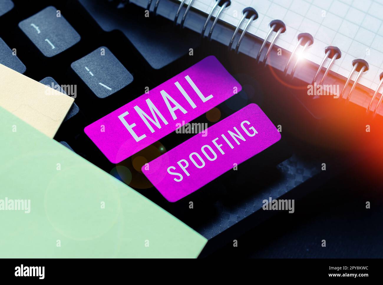 Conceptual display Email Spoofing. Business idea secure the access and content of an email account or service Stock Photo